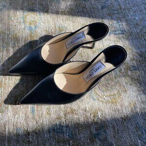 Jimmy Choo Black Rav 65 Pointed Toe Kitten Heel